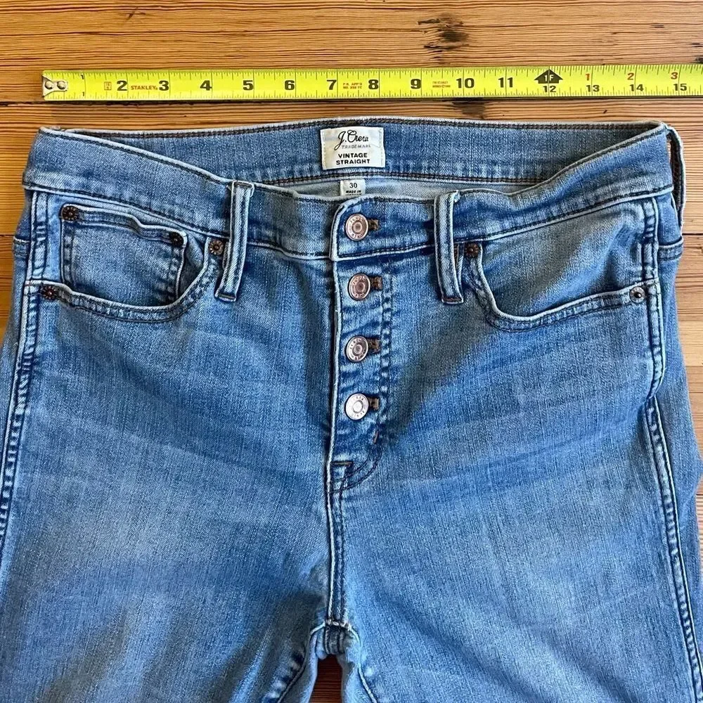 J. Crew vintage straight button front jeans. Size 30.